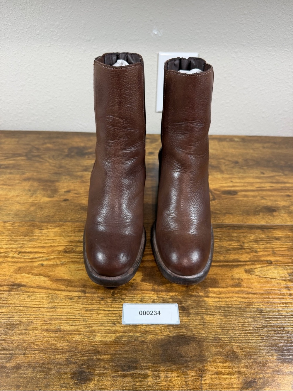 Free People Womens 36 Brown Leather Ankle Boots Back Zip Block Heel Made Spain